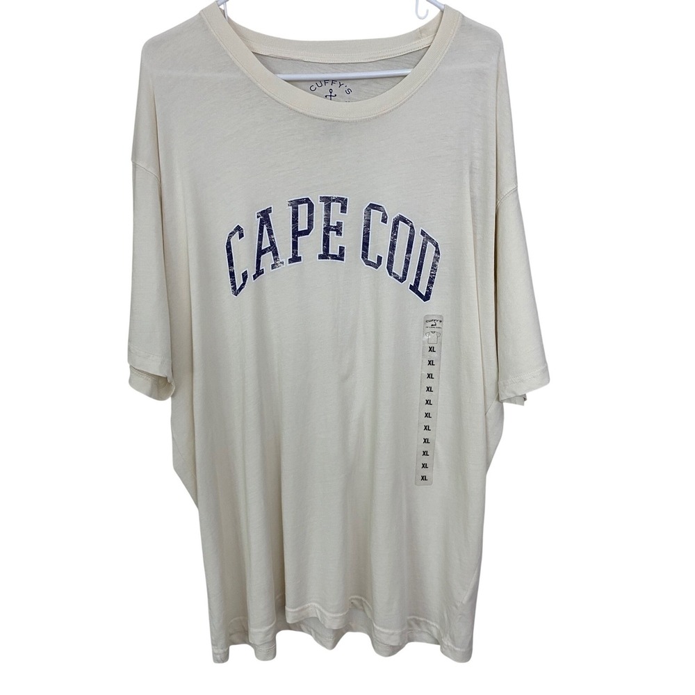 Cuffy's Cape Cod T-Shirt Mens XL Cream Ocean Wash Cotton Nautical Preppy Tee